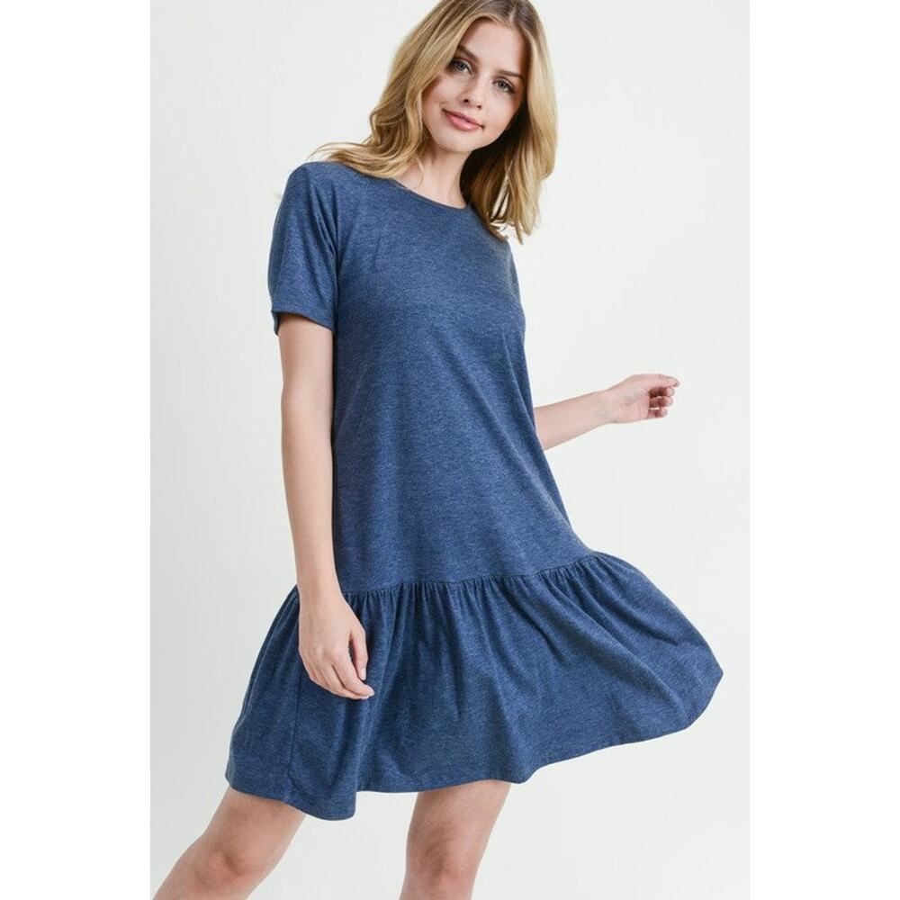 Veronica Peplum Hem Dress- Blue